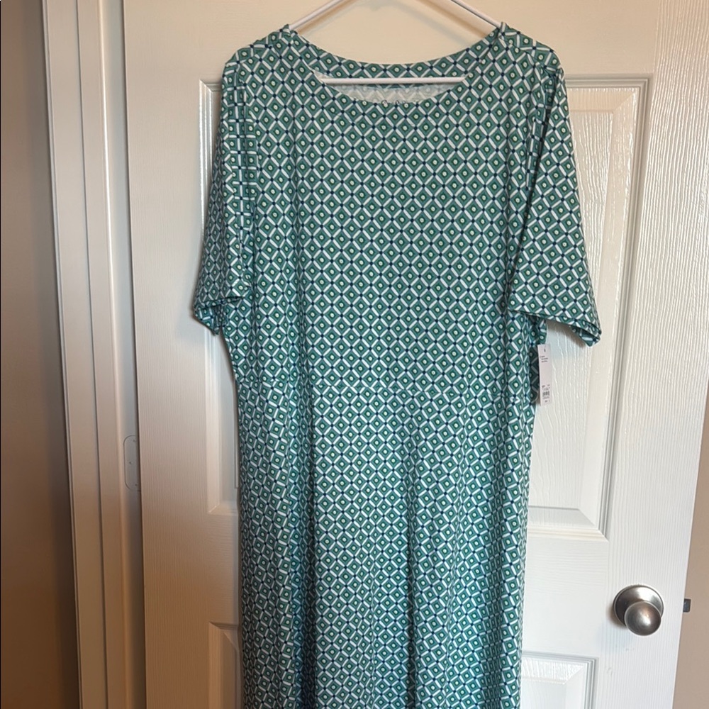 Croft & Barrow Blue and Green Patterned dress